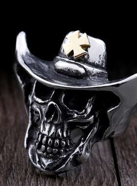 男士复古饰品西部牛仔骷髅不锈钢