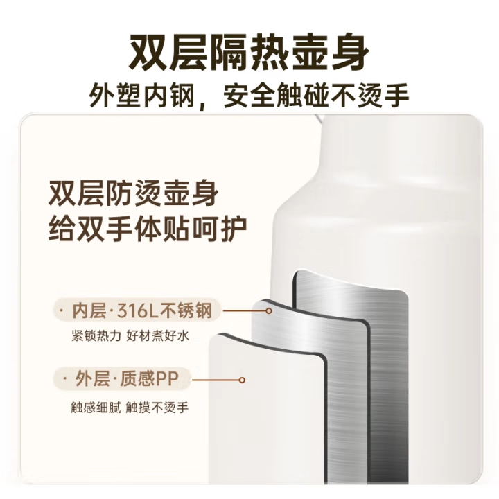 小熊烧水壶家用电热水壶不锈钢电水壶非保温开水壶大容量2025新款,淘宝优惠券,粉丝福利购,淘宝优惠卷