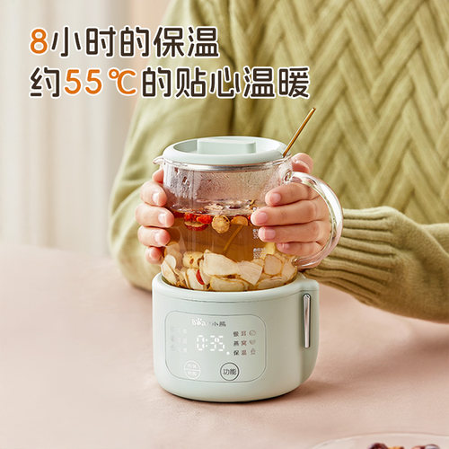 小熊全玻璃恒温养生壶多功能家用养生杯小型一人办公室迷你炖煮杯 - 图1