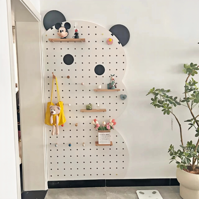 Perforated board ENF solid wood panda style with sliding mirror