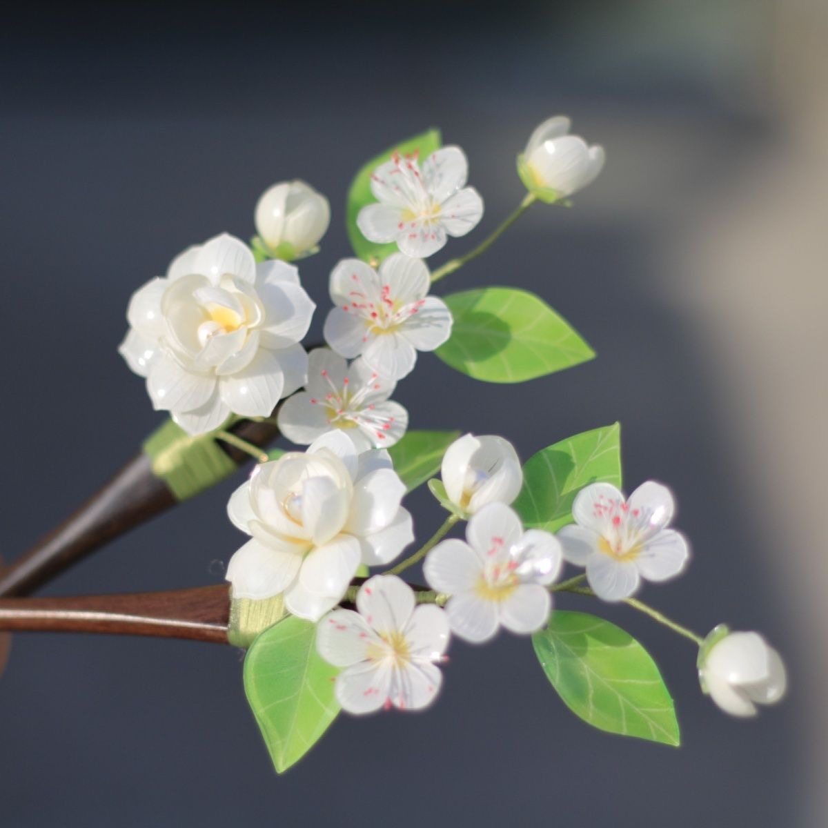 热缩发簪热缩茉莉梨花簪子樱花发簪盘发檀木簪中国风 279 - 图1