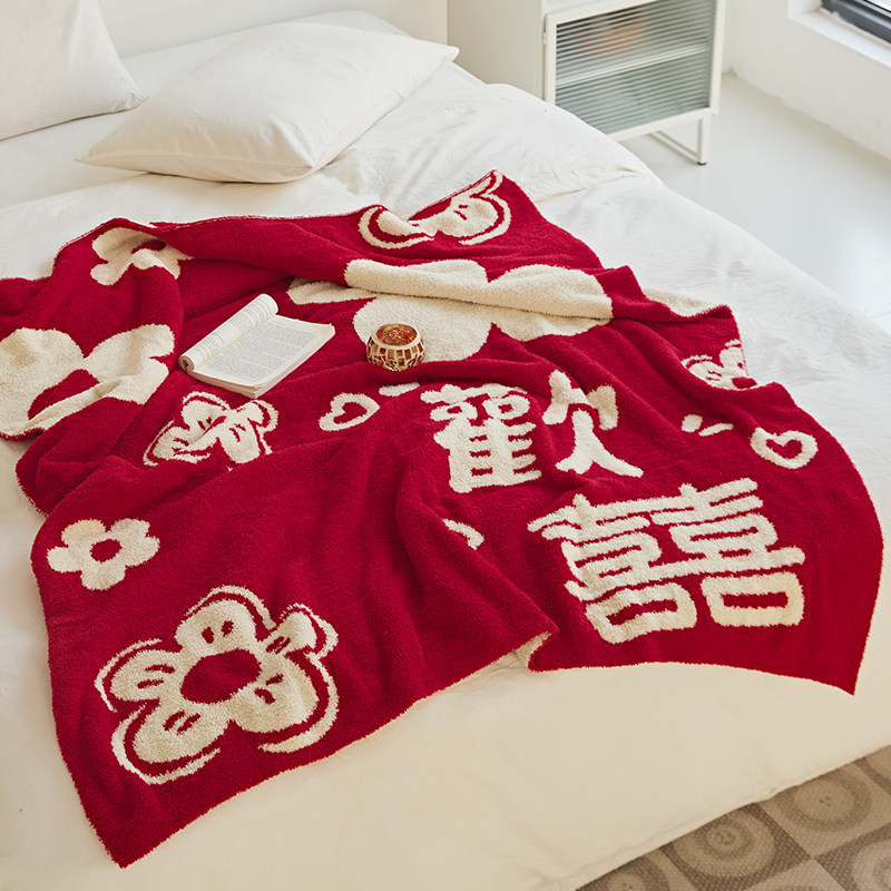 结婚礼物送闺蜜新娘实用毛毯礼盒装高级新婚送新人订婚礼百喜毯图