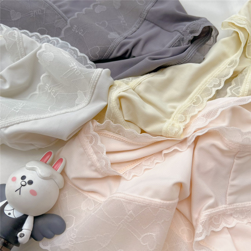 日单爱心女士蚕丝蛋白内裤冰丝三角裤少女无痕丝滑超薄短裤速干 - 图2