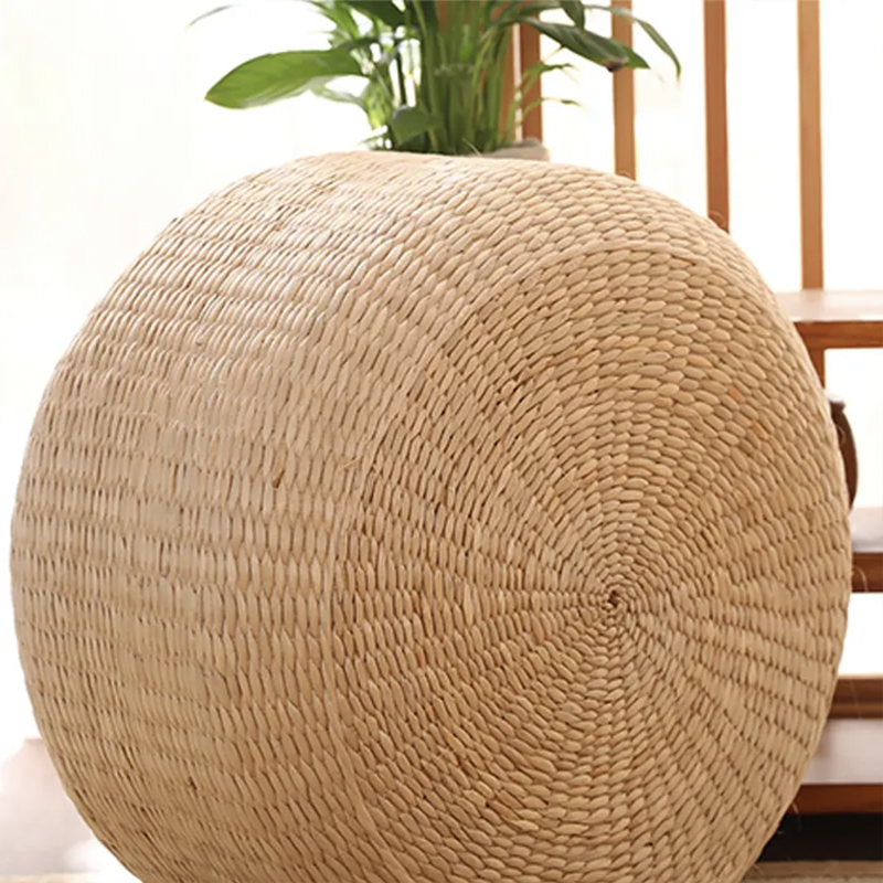 蒲团坐垫家用地上懒人日式榻榻米地板打坐禅修草编垫子飘窗圆坐墩