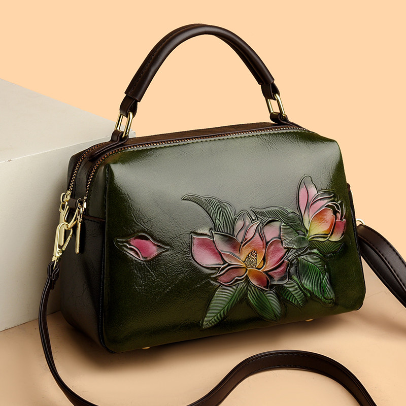 印花新中式国风包包女士2025新款刺绣真皮妈妈包时尚中年斜挎包女,淘宝优惠券,粉丝福利购,淘宝优惠卷