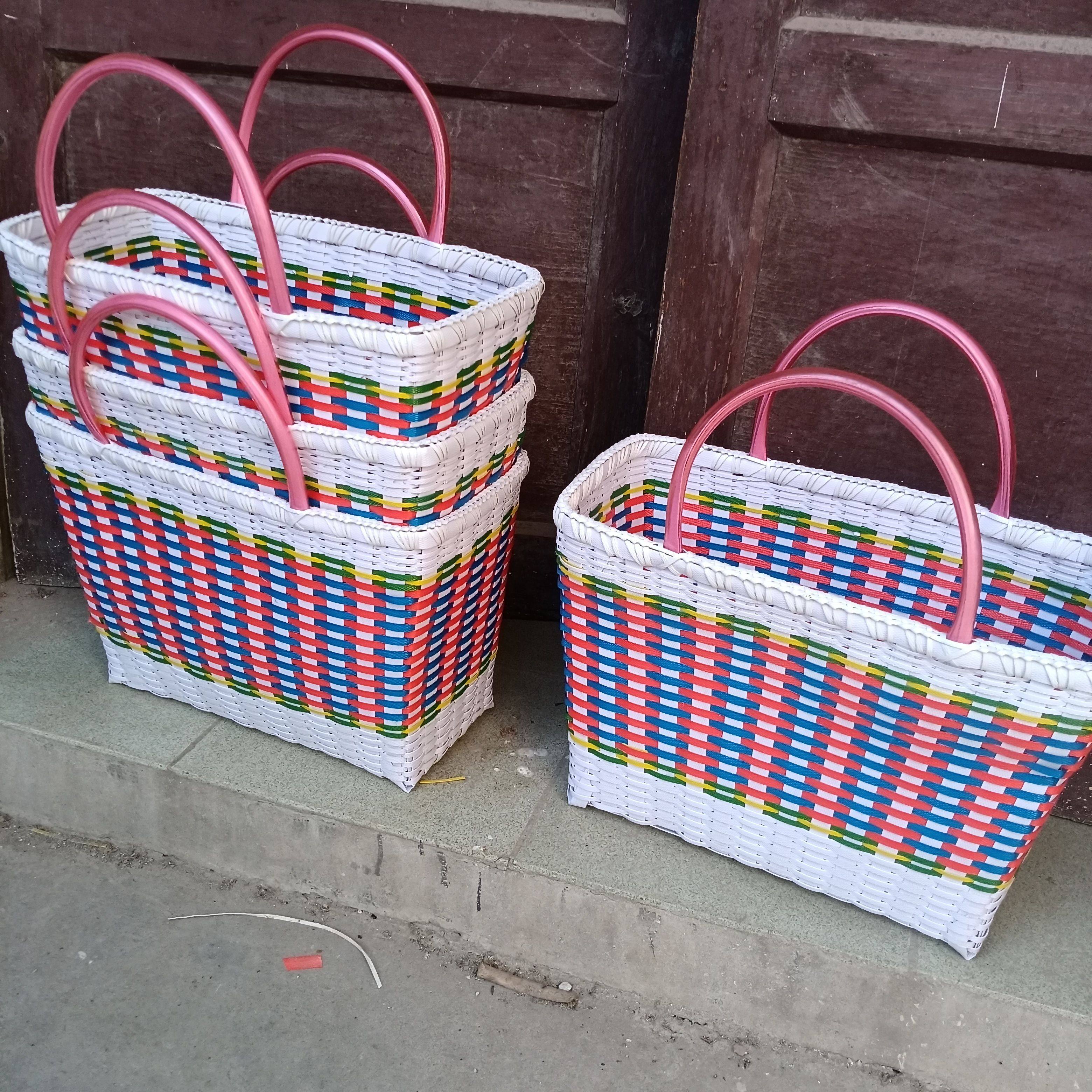 新品纯手工包装带编织篮手提篮水果篮菜蓝购物筐塑料打包带藻篮,淘宝优惠券,粉丝福利购,淘宝优惠卷