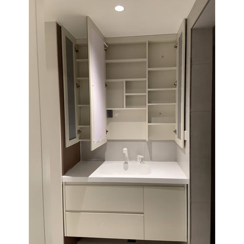 定制通顶镜柜切角浴室柜洗手盆尺寸定做转角包管柱卫浴柜切割台盆 - 图1