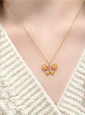 小红薯烟雨梦蝶爆闪缤纷小蝴蝶戒指项链吊坠S925银珐琅彩金指环