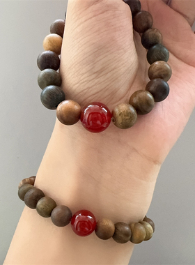 天然绿檀木手串女男檀香木头木质手链佛珠散珠文玩盘玩喜木火正品