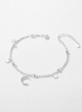 法国chrry koops925银星星月亮双层叠戴手链女小众优雅气质ins小