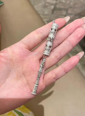 日系CherryKoko新中式国风六字真言项链分体转经桶古法镂空随身