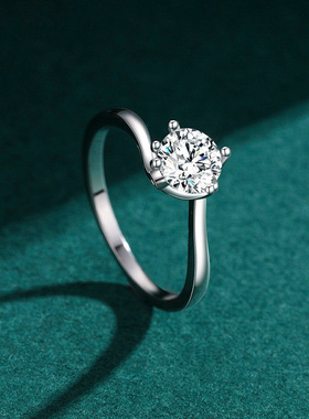 法国chrry koops925银单钻超闪戒指女简约时尚轻奢高级感求婚女戒