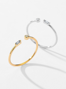 法国chrry koop小众s925银微镶锆石可调节开口戒时尚简约不掉色潮