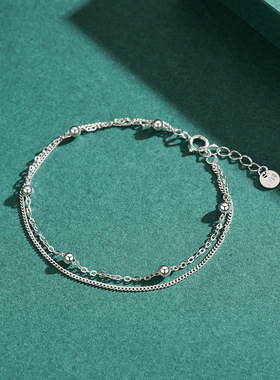 法国chrry koops925银双层手链ins小众设计手链银女简约冷淡风