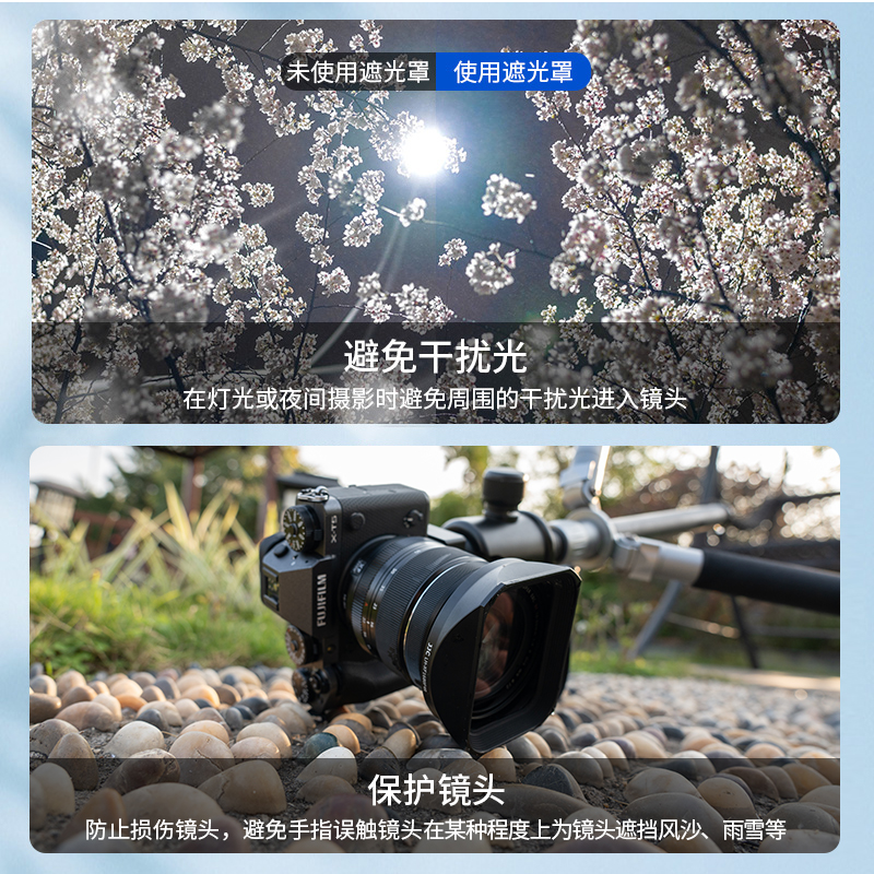 JJC适用富士XF 16-80mm遮光罩XF 16-80mm f/4 R OIS WR镜头XT5 XT4 XS10 XT30II相机配件复古金属方形 72mm-图1