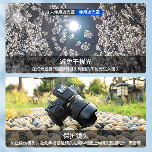 JJC 适用佳能RF-S 10-18mm遮光罩 10-18 F4.5-6.3 IS STM轻量型超广角风景镜头 R10 R8 R6 R50配件替代EW-53B - 图1