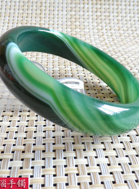 天然青绿色拉丝玛瑙手镯