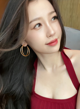 金色双圈螺旋耳夹女气质