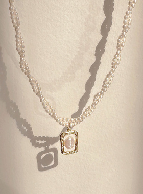 轻奢小众双层珍珠款项链少女法式