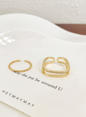 方形戒指女小众设计开口指环