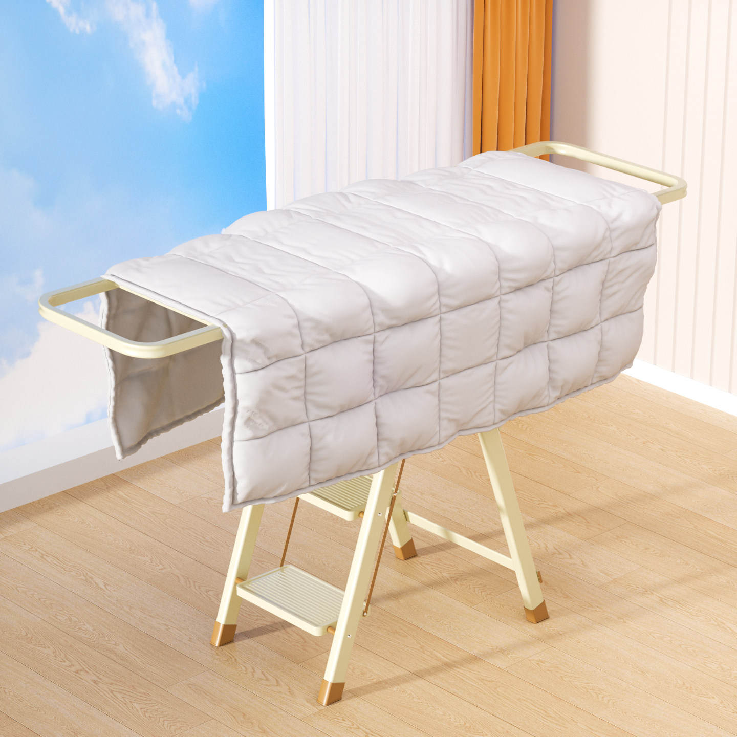 折叠晾衣架多功能家用登高梯一架多用衣架便捷收纳置地梯子晾衣架,淘宝优惠券,粉丝福利购,淘宝优惠卷