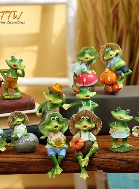 阳光俏皮青蛙家居装饰摆件趣味