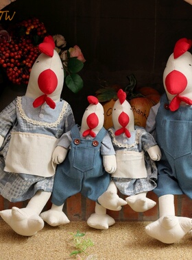 田园可爱手工布艺美式乡村鸡公仔