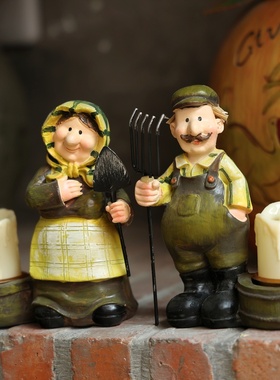 树脂农场夫妇情人节礼物装饰摆件