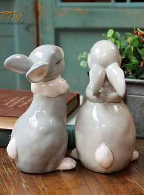可爱萌萌兔情侣礼物庭院家居装饰