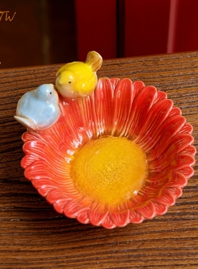 创意陶瓷首饰戒指盘可爱小鸟圆盘