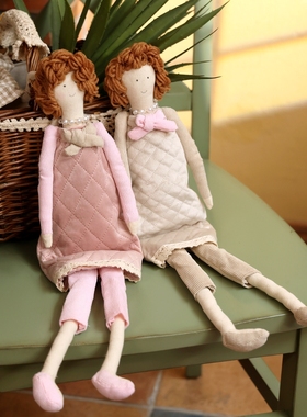 复古布艺珍珠娃娃可爱装饰摆件