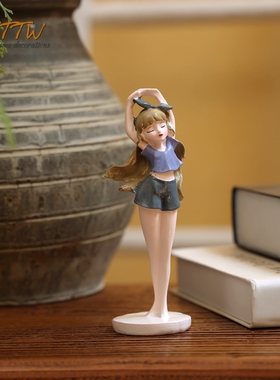 可爱蝴蝶结青春活力女孩树脂摆件