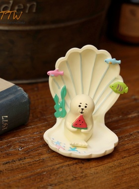 夏日夏季海洋世界贝壳猫桌面装饰