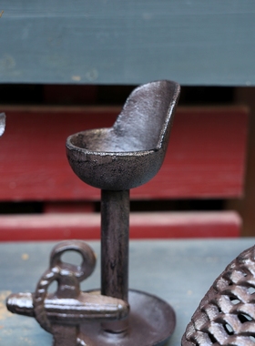 复古中式铸铁烛台收纳摆件