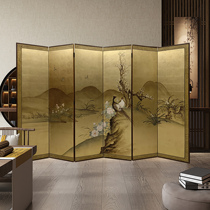 Custom Medieval Furniture Day Style Hand-painted Gold Leaf Screen Living Room Tea Room Genguan Background Partition Mobile Folding Screen