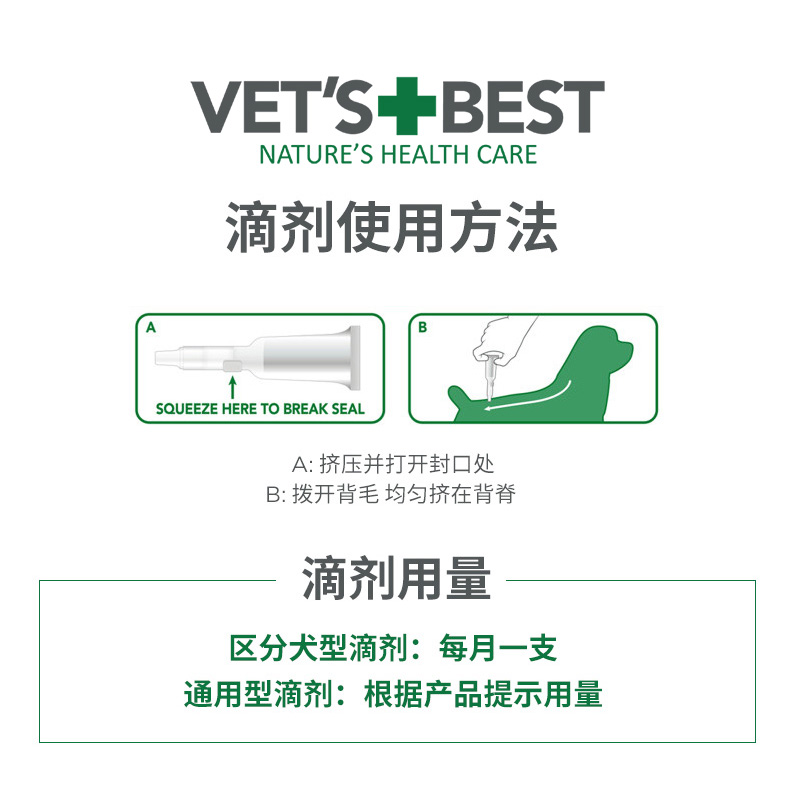 Vet'sBest绿十字犬用植物驱虫滴剂狗狗体外驱虫滴剂6*1ml - 图2