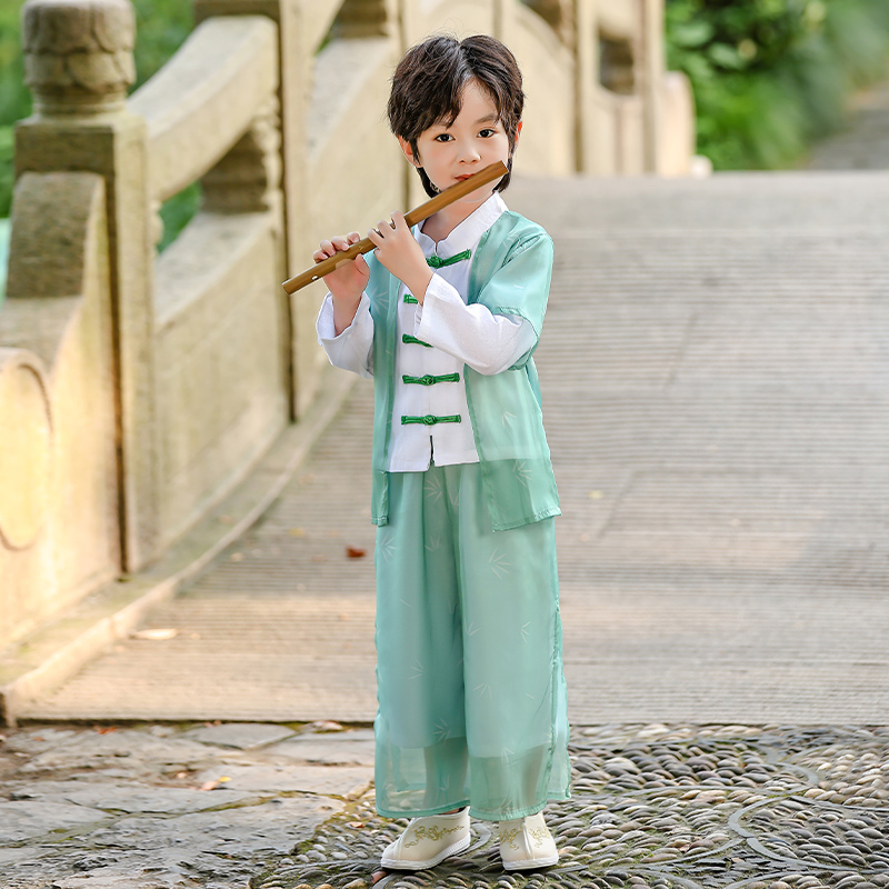 儿 童中国风汉服古装舞蹈服幼儿园演出服民族风古风男 童唐装套装