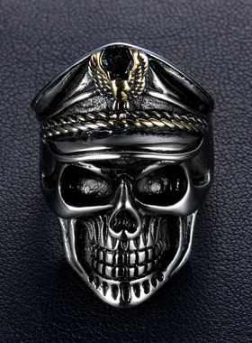 不死军团骷髅头复古钛钢戒指