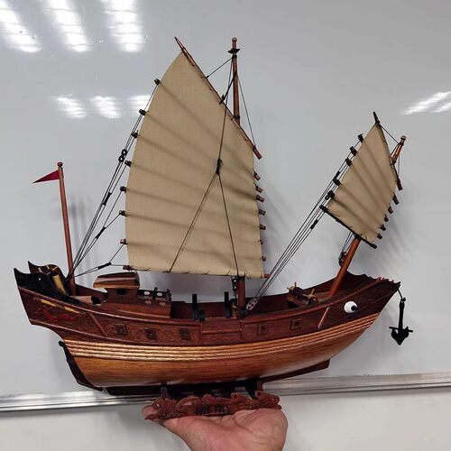 古代帆船模型装饰摆件一帆风顺木质船明朝郑和下西洋仿真木船成品 - 图1