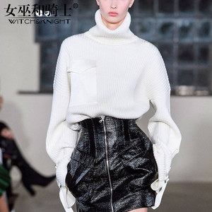 女巫和骑士时尚毛衣皮裙套装女2019新款秋装宽松韩版女神范两件套