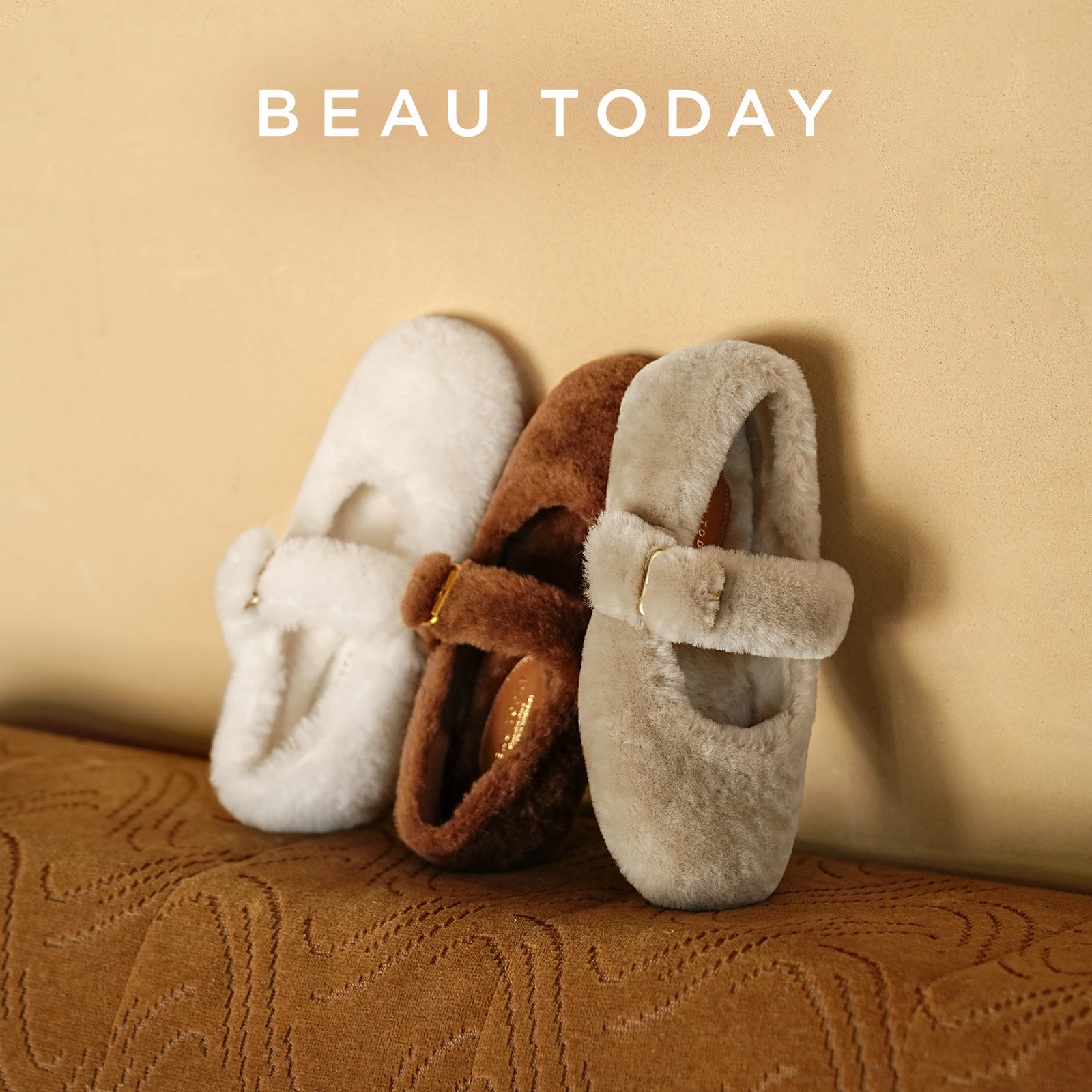 BeauToday玛丽珍毛毛鞋女款外穿羊毛2026新款平底加绒女鞋棉鞋子,淘宝优惠券,粉丝福利购,淘宝优惠卷
