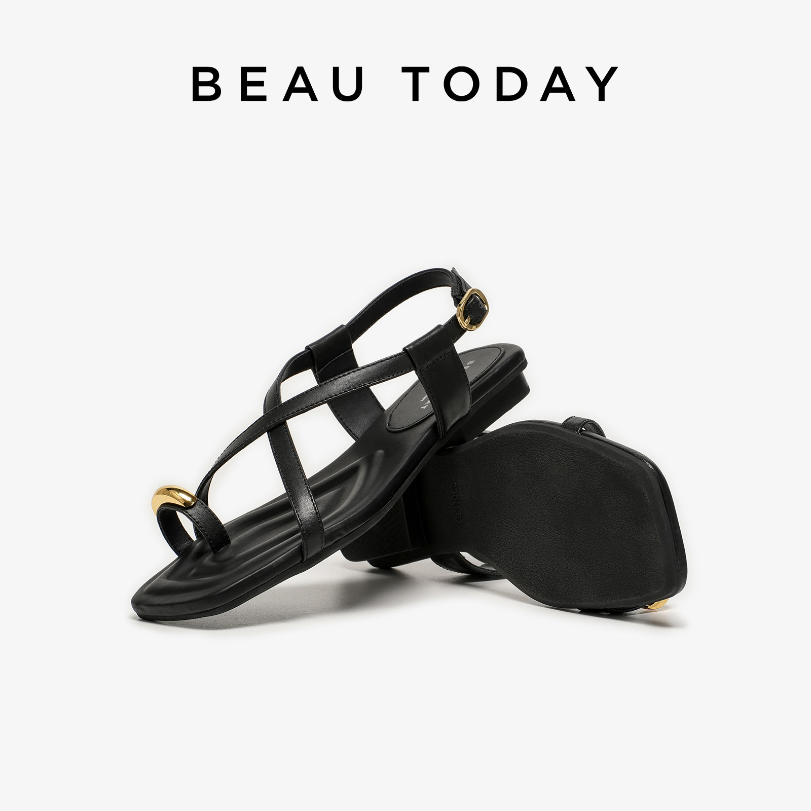BeauToday平底时装凉鞋女2025新款夏季夹趾罗马凉鞋海边度假凉鞋,淘宝优惠券,粉丝福利购,淘宝优惠卷