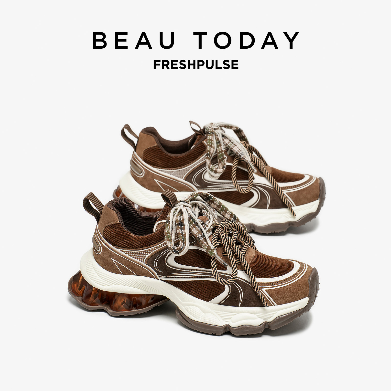 BeauToday厚底老爹鞋女冬季2025新款休闲运动鞋加绒女鞋美拉德风,淘宝优惠券,粉丝福利购,淘宝优惠卷