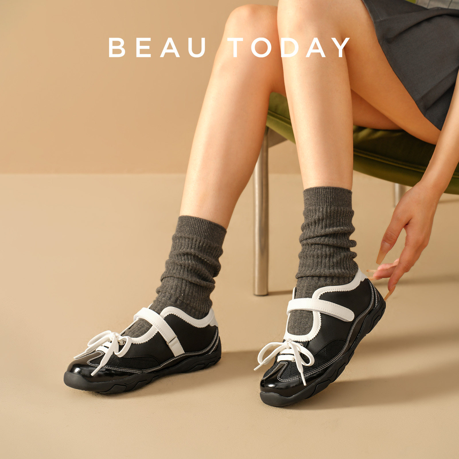 【Rock芭蕾】BeauToday明星同款运动玛丽珍鞋女春黑色芭蕾鞋平底,淘宝优惠券,粉丝福利购,淘宝优惠卷