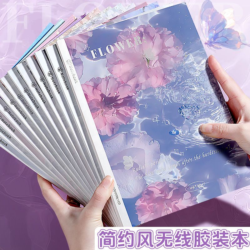 高颜值笔记本子无线胶装本精美ins风简约记事本横线软面抄学生用