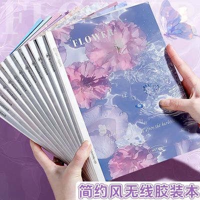 高颜值笔记本子无线胶装本精美ins风简约记事本横线软面抄学生用