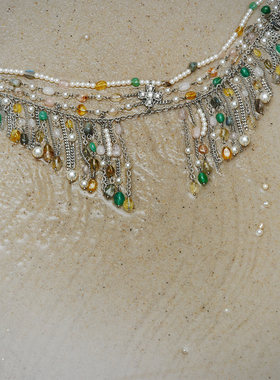 tokokkino 26夏季新款「潮汐碎光」宝石白金流苏短项链锁骨链