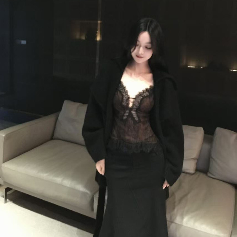 GYOKUU 神秘冷棕 蝴蝶刺绣蕾丝花边镂空双层吊带,淘宝优惠券,粉丝福利购,淘宝优惠卷