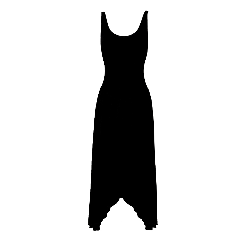 GYOKUU 2024ss 黑色气质大裙摆弹力针织背心垂感连衣裙