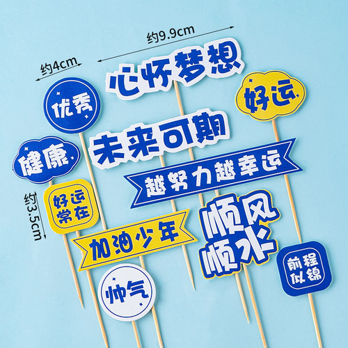加油少年蛋糕装饰插牌心怀梦想未来可期越努力越幸运乘风破浪插件 - 图3